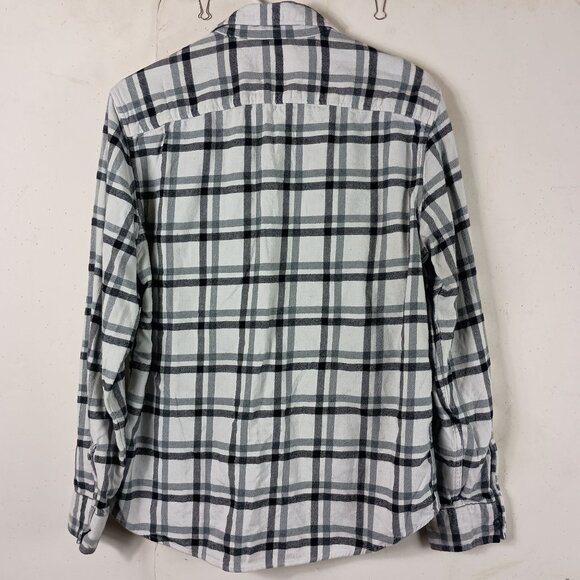 American Eagle Super Soft Plaid Flannel Shirt Mens M White Gray Grunge Casual - Picture 7 of 7